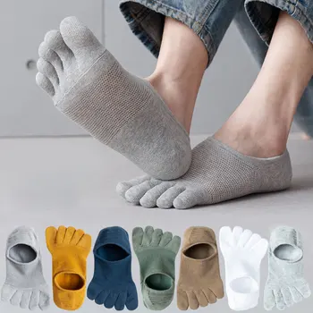 1 Pár pánske Bavlnené Ponožky Farbou Päť Prstov Ponožky Muž Jar Jeseň Fashion Priedušná Neviditeľné Bežné Ponožky