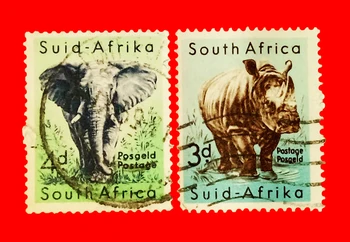 2ks/Set Južná Afrika Post Pečiatky Vzácnych Zvierat Hipo Africký Slon Používa Post Označené Poštových Známok na Zber