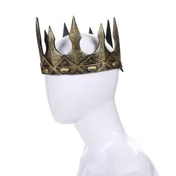 Antique Silver Kráľ Koruny Medieva Kráľovskej Koruny hlavový most PU Pena Koruny Muži Ženy Koruny Headdress Halloween Party Zdobiť