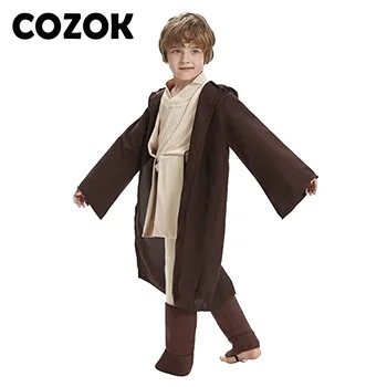 COZOK Deti Deti Jedi Obi Wan Kenobi Kostým Tunika Plášť Plášť Hnedé Verzia Celý Set Halloween Kostým