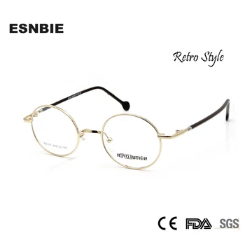 ESNBIE Retro Dizajn Mužov Malé Okrúhle Okuliare Ženy Krátkozrakosť Okuliare Vintage Rámy Obyčajný Objektív oculos de grau