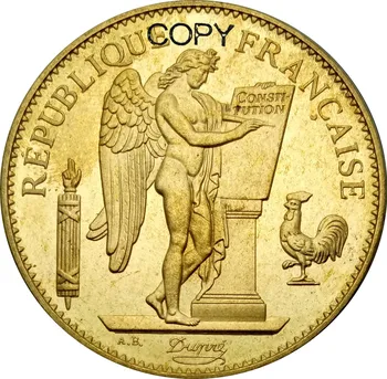 Francúzsko Zlato Roku 1889 V Paríži 100 Frankov Lucky Angel Mosadze, Kov Kópie Mincí