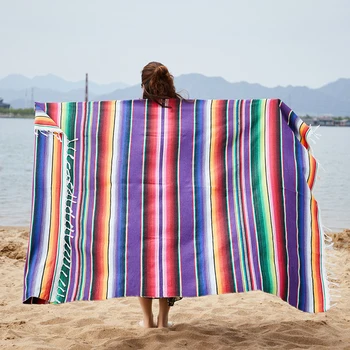 Multifunkčné Etnický Štýl Ručné Pláži Deka Bavlna Mexickej Rainbow Deka Domov Gobelín Pláži Piknik Cestovanie Lietadlom Mat