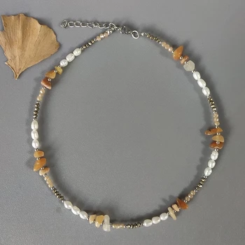 prírodný kameň krátky náhrdelník nádherné módne nepravidelný dizajn ženy malé perly premiešajte a zápas dámy kúzlo krku príslušenstvo 2