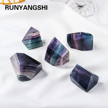 Rainbow Fluorite Crystal energie gem Prekladané farebné fluorite polyhedron vzácny kameň ornament bytového zariadenia, dekorácie